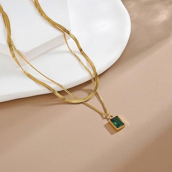 Necklace Stainless Steel 2 round   Image 2 Preview