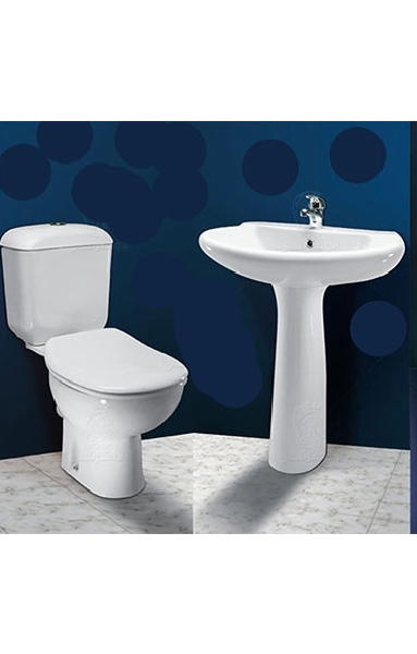 طقم حمام كيميرا ابيض مرحاض G0222-G0221 و حوض G0270 مقاس 70 سم بالعامود الطويل من أيديال ستاندرد Preview Image