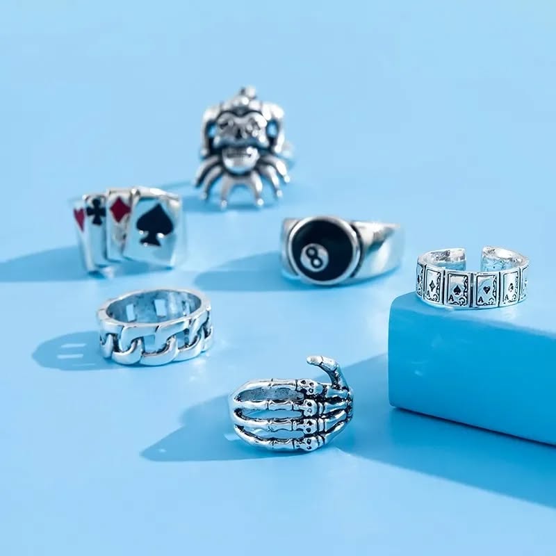 مجموعة خواتم ٦ قطع للجنسين Gothic Set of 6 Rings; Unisex Preview Image