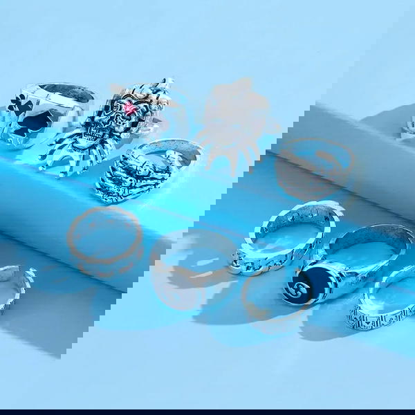 مجموعة خواتم ٦ قطع للجنسين Gothic Set of 6 Rings; Unisex Image 2 Preview