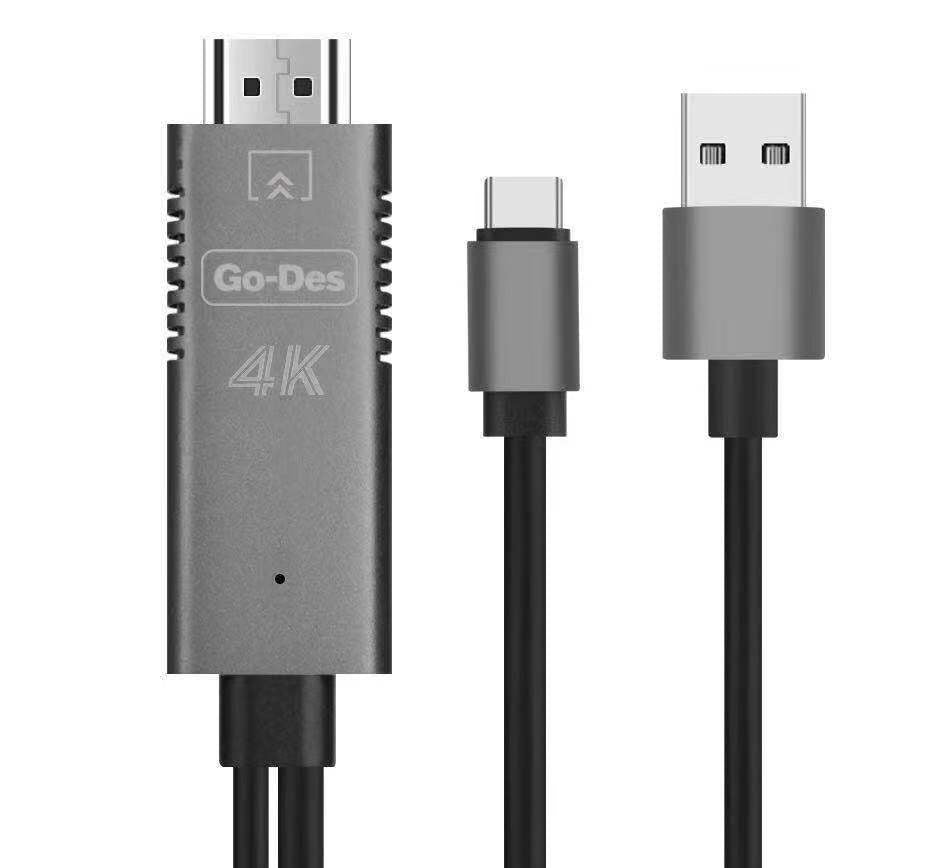 USB-C to HDTV 4K Display Cable with USB-A Power Supply for Phone and Laptop Mirroring Preview Image