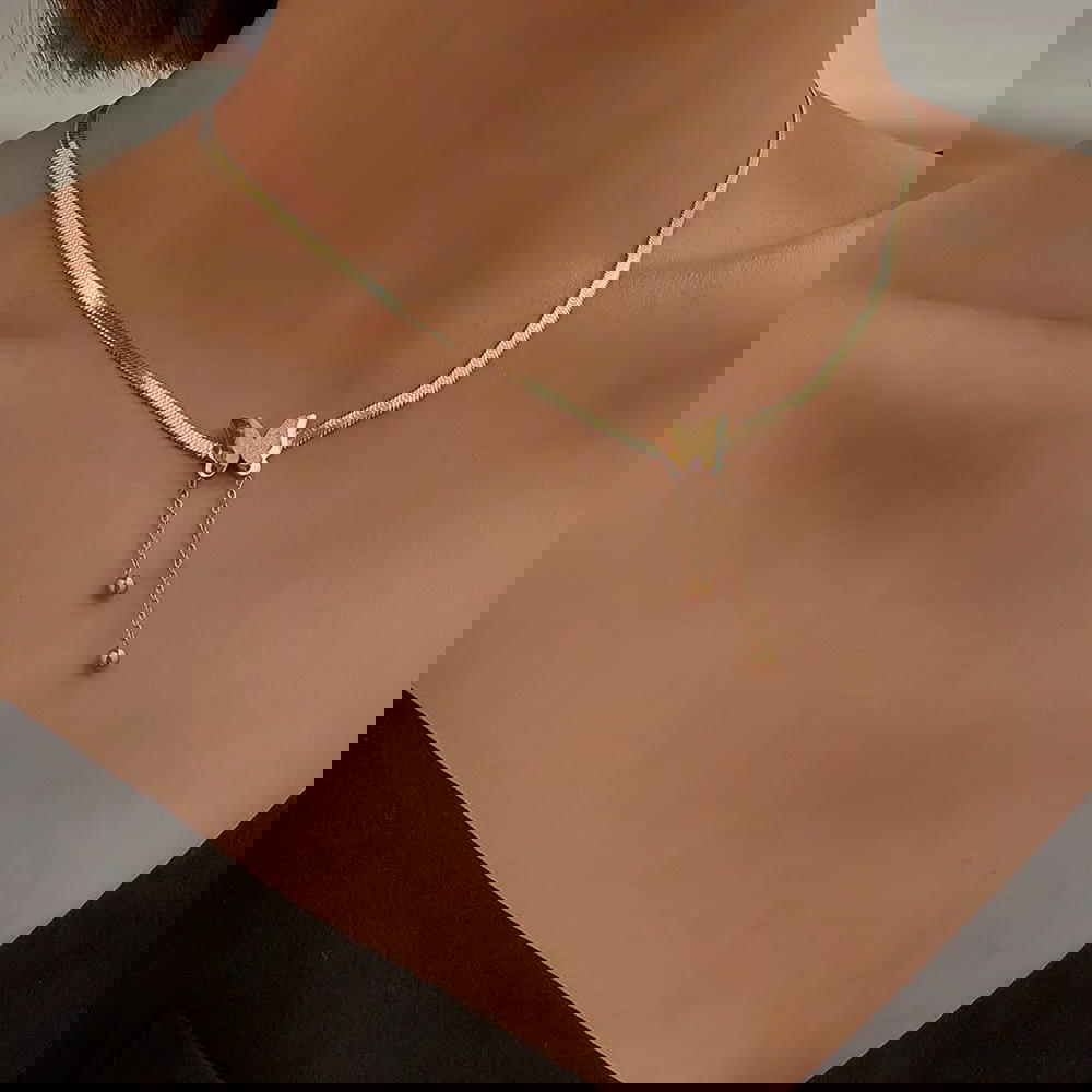 طقم سلسله وانسيال فراشه استالس ستيل  Preview Image