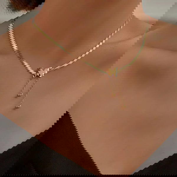 طقم سلسله وانسيال فراشه استالس ستيل  Image 1 Preview