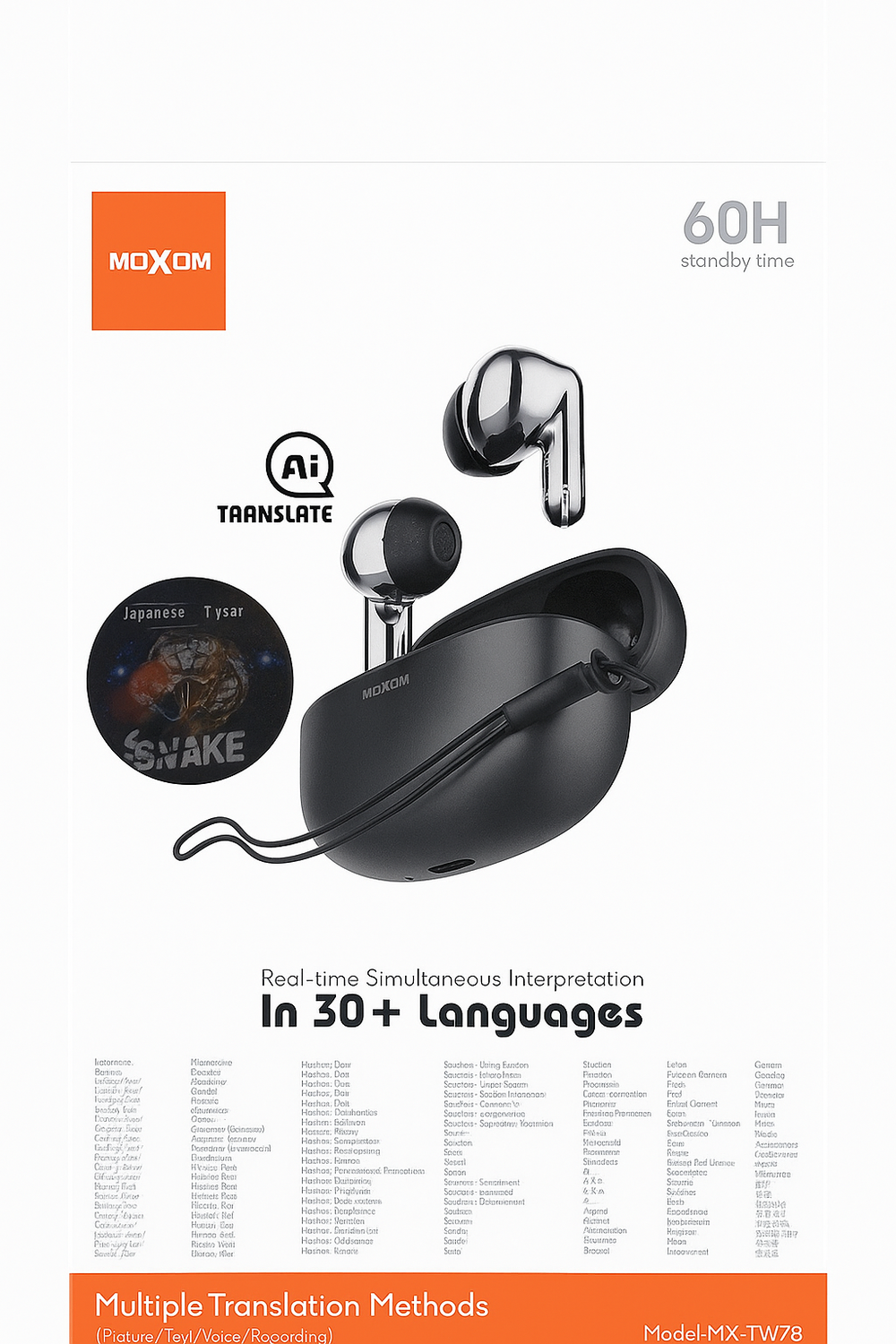 ايربود+ترجمة تلقائية 30 لغة MOXOM TW78 Preview Image