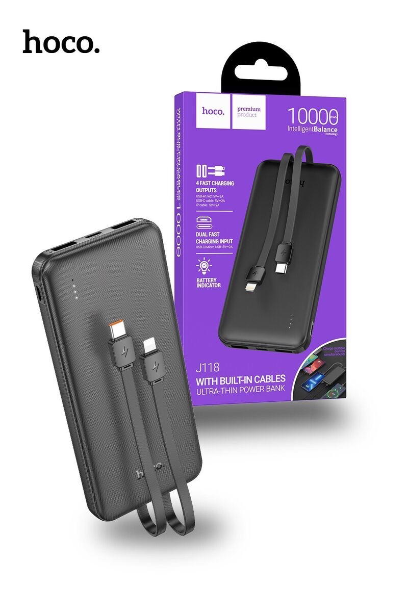 بور بنك hoco 10000mah J118 مع كيبلات شحن Preview Image