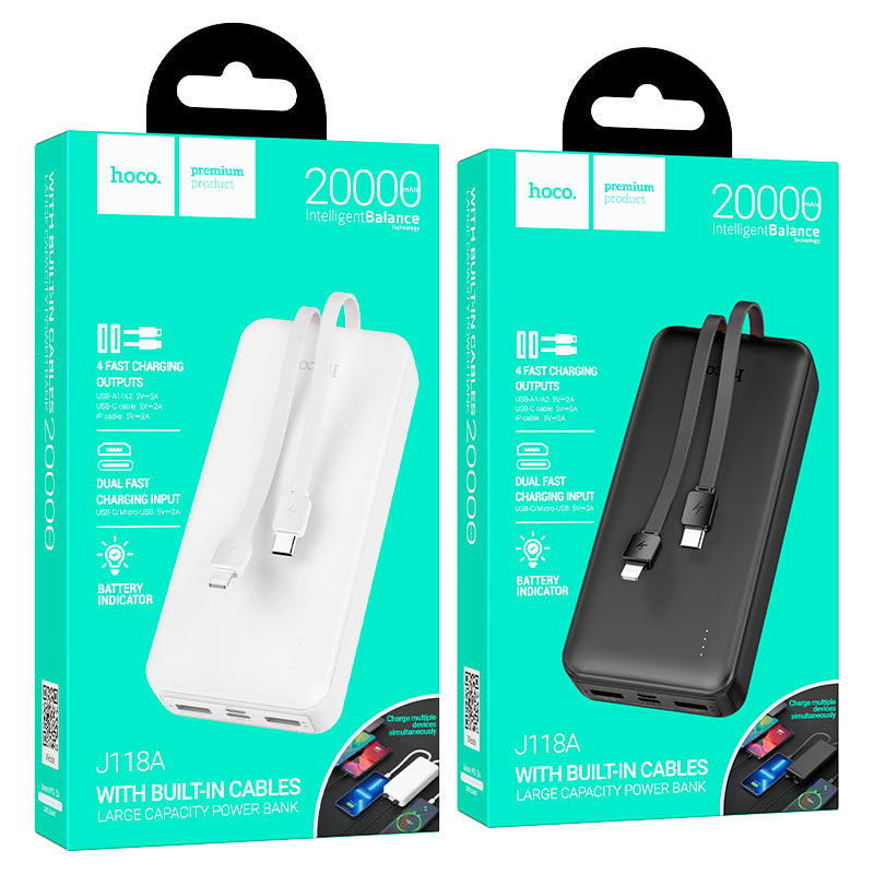 بور بنك hoco 20000mah J118A مع كيبلات شحن  Preview Image