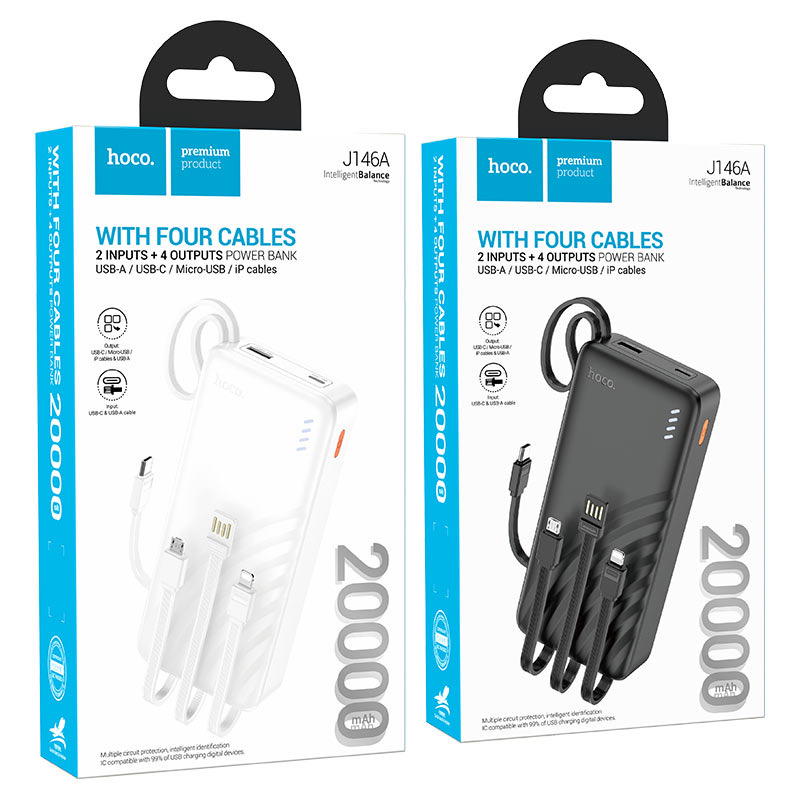 بور بنك hoco 20000mah J146A كيبلات شحن مدمجة Preview Image