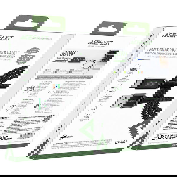 كيبل USB تايب سي 60w شاشة  ACEFAST C7-04 Image 1 Preview