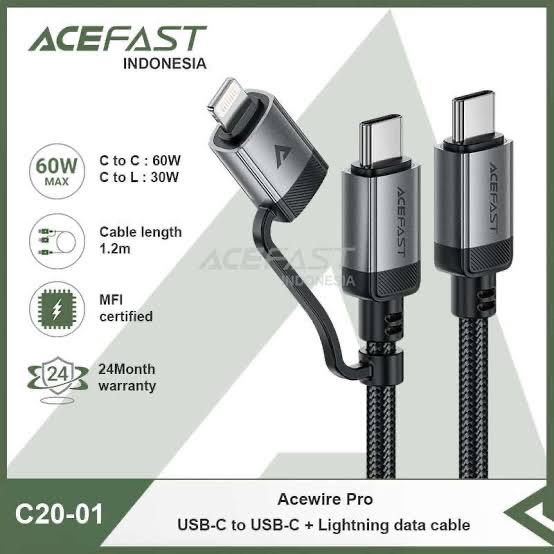 كيبل PD ثنائي تايب سي+ايفون ACEFAST C20-01 Image 2 Preview