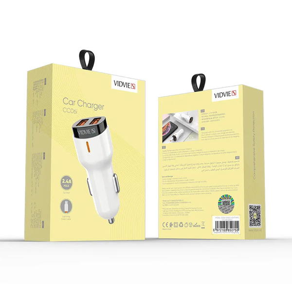 راس شاحن سيارة VIDVIE CC06 2USB Image 1 Preview