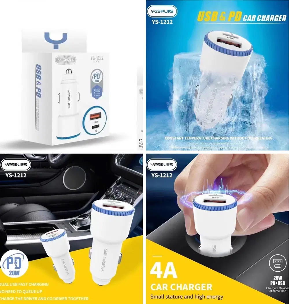راس شاحن سيارة YS-1212 USB+PD20w Preview Image