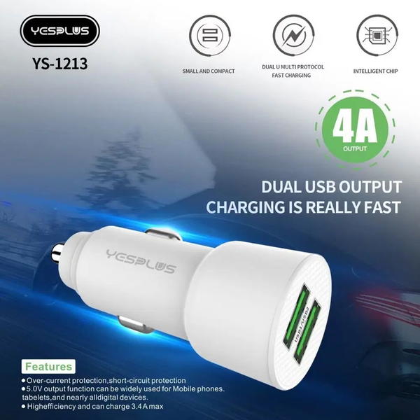 راس شاحن سيارة YS-1213 2USB Image 3 Preview