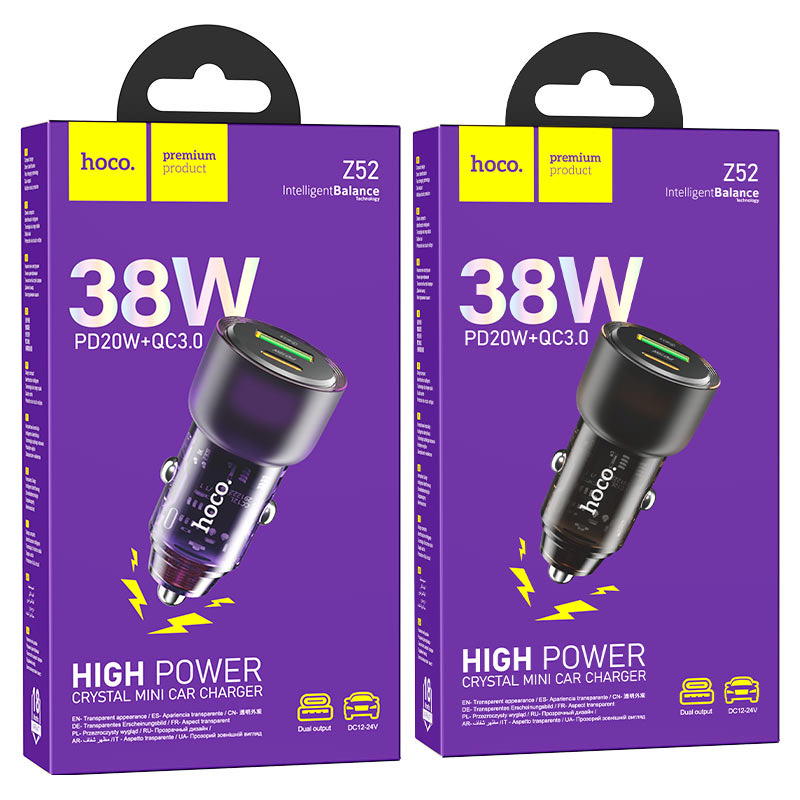 راس شاحن سيارة USB+PD38w hoco z52 Preview Image