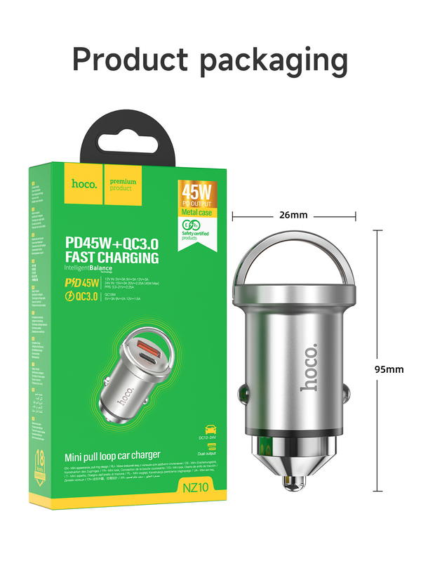 راس شاحن سيارة hoco NZ10 PD+USB45w Image 1 Preview