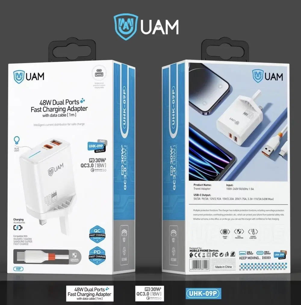 شاحن  UHK-09 USB+PD 48w كلكسي ايفون تايب سي Preview Image