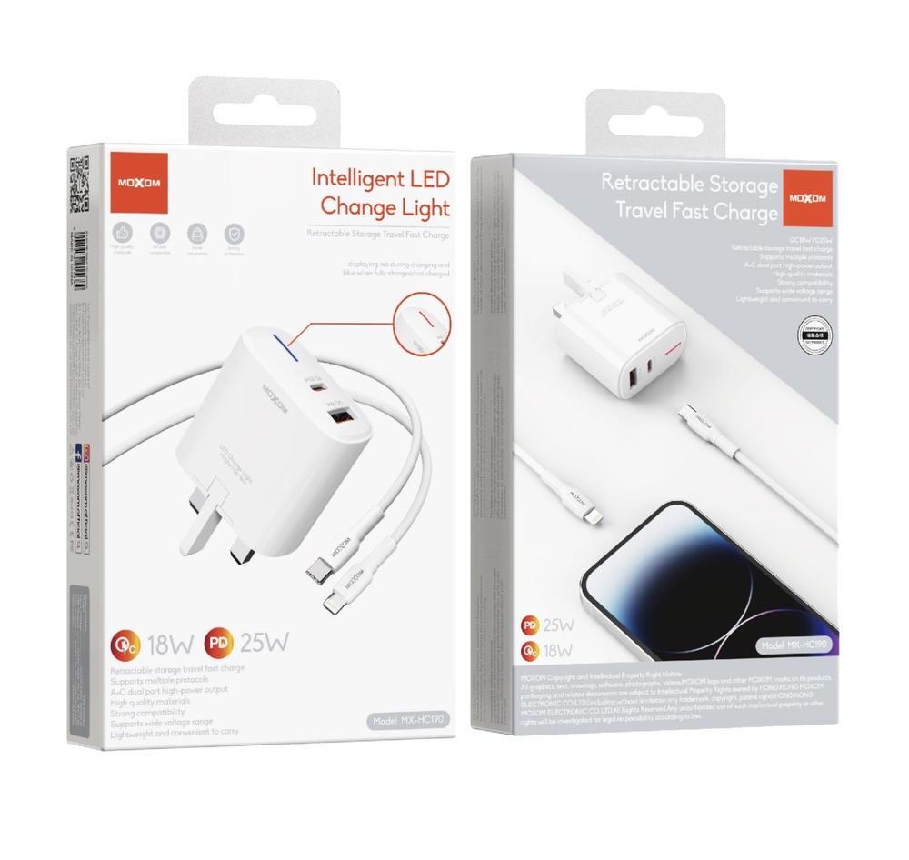 شاحن MOXOM USB+PD25w ايفون HC190 Preview Image