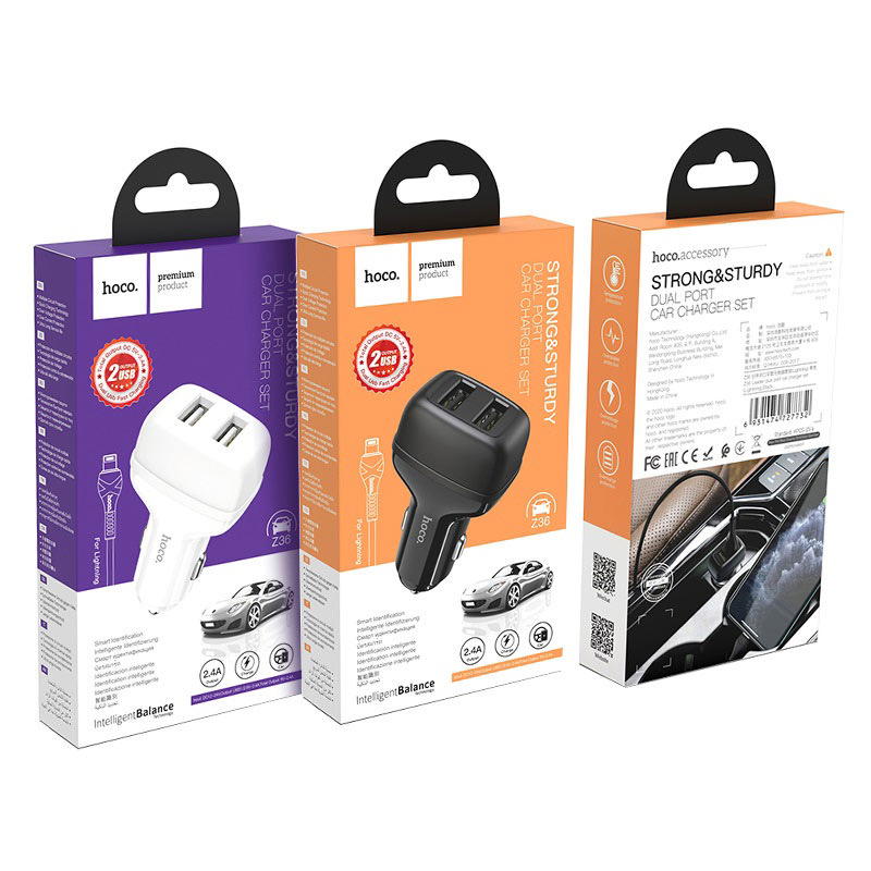 شاحن سيارة 2USB hoco z36 كلكسي ايفون تايب سي Preview Image