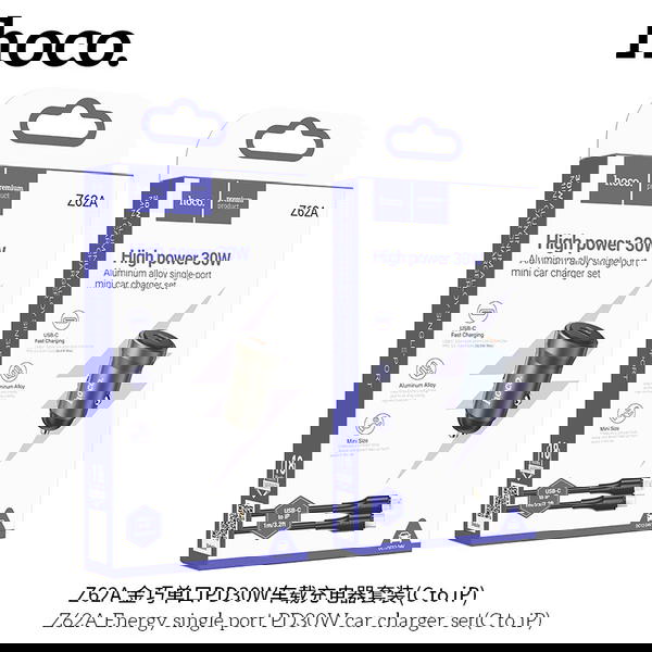 شاحن سيارة hoco Z62A PD30w كيبل ايفون  Image 1 Preview