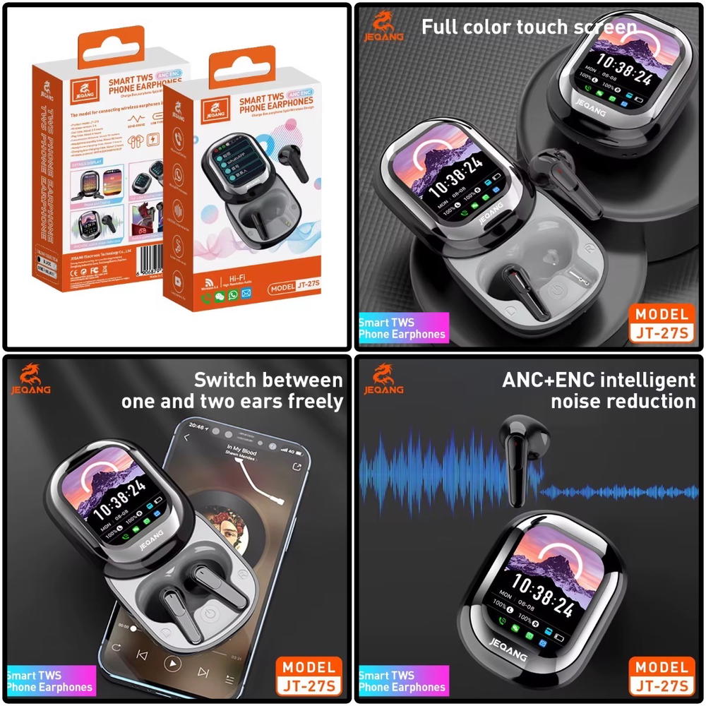 سماعة ايربود بلوتوث+شاشة ذكية وعزل ANC JT-27S Preview Image