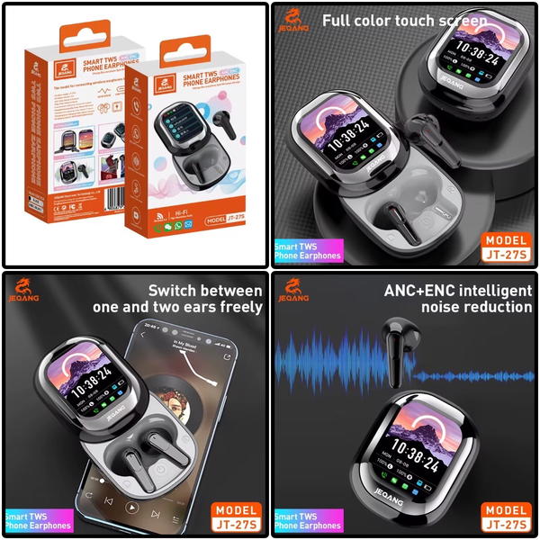 سماعة ايربود بلوتوث+شاشة ذكية وعزل ANC JT-27S Image 1 Preview