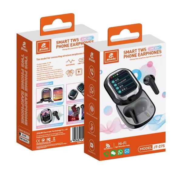 سماعة ايربود بلوتوث+شاشة ذكية وعزل ANC JT-27S Image 4 Preview