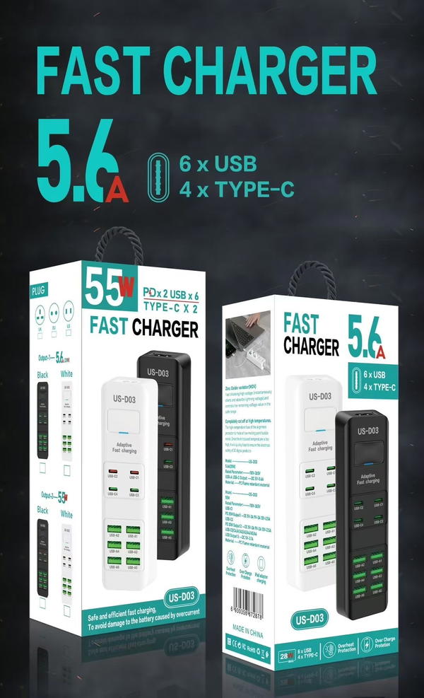 تقسيم شحن سريع متعدد المنافذ US-D03 Image 1 Preview