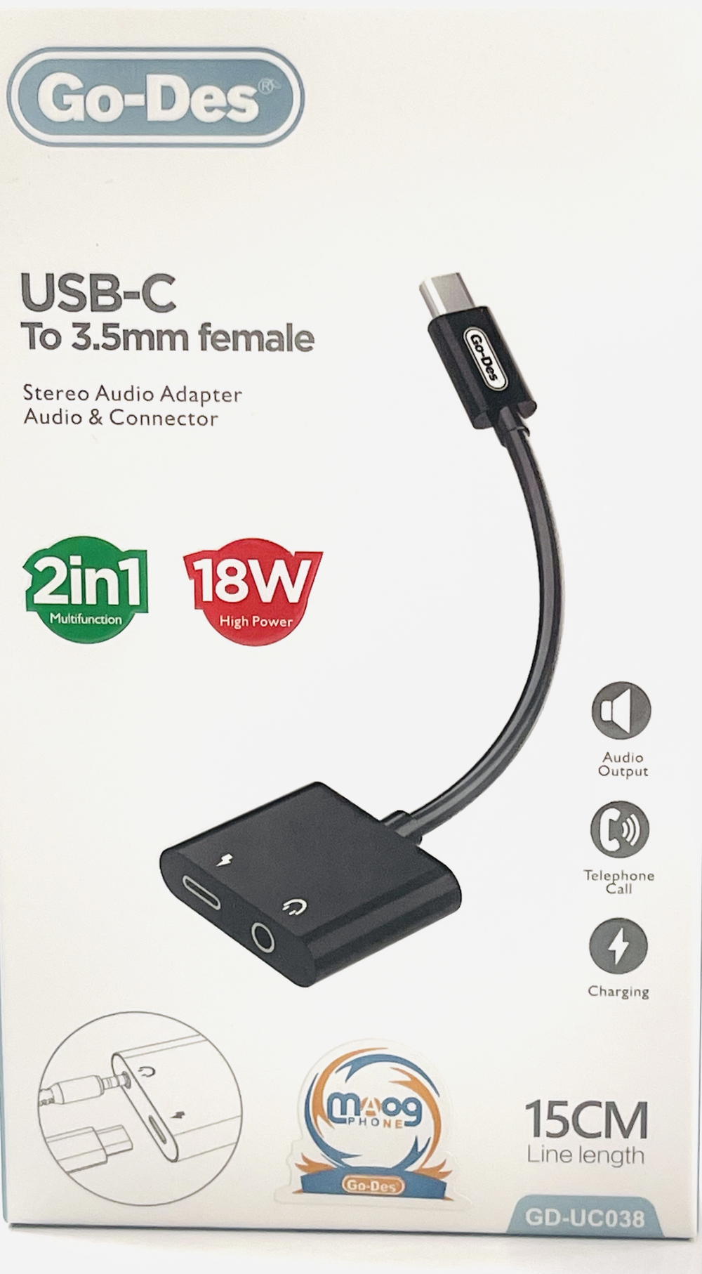 توصالة تايب سي مزدوج GO-DES UC038 شحن وسمع Preview Image