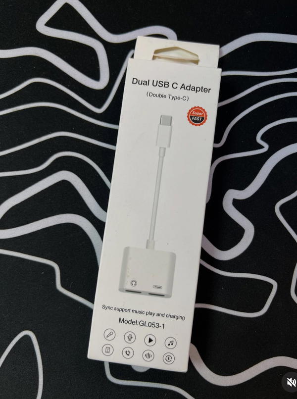 توصالة تايب سي مزدوج منفذين تايب سي شحن وسمع Image 3 Preview