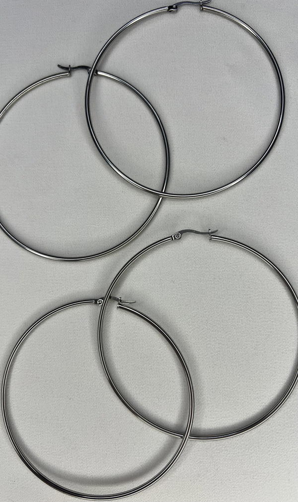big silver hoops Image 2 Preview
