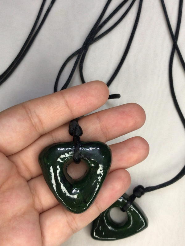 green clay necklace  Image 4 Preview
