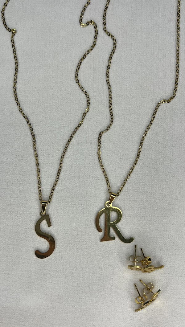 initial necklaces with earrings  Image 3 Preview