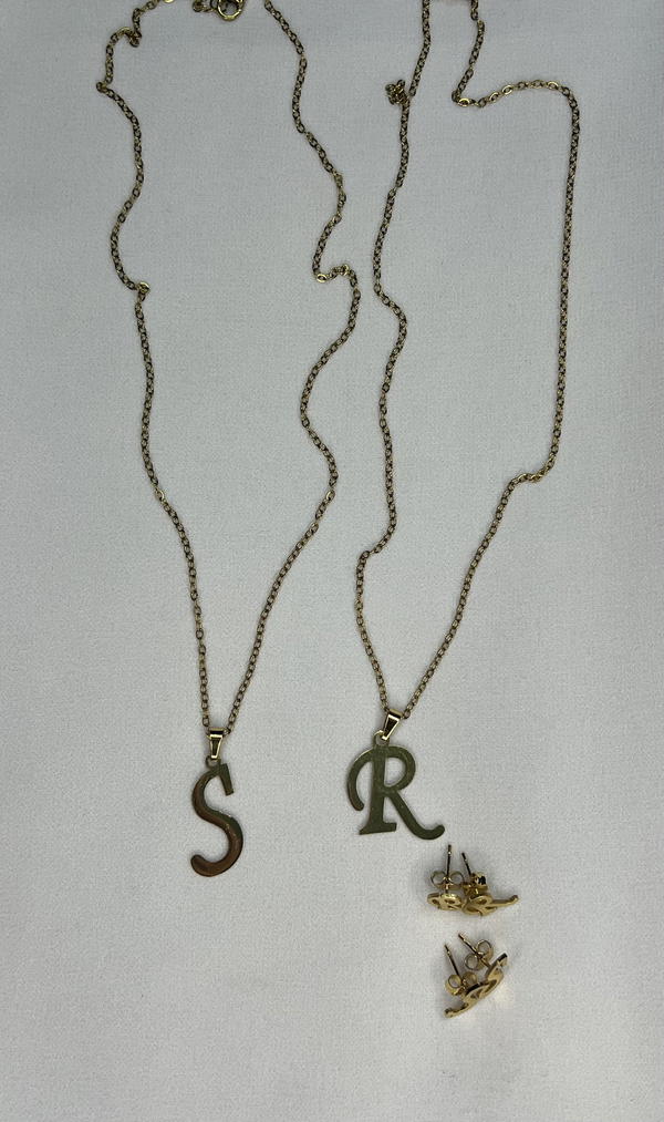 initial necklaces with earrings  Image 4 Preview