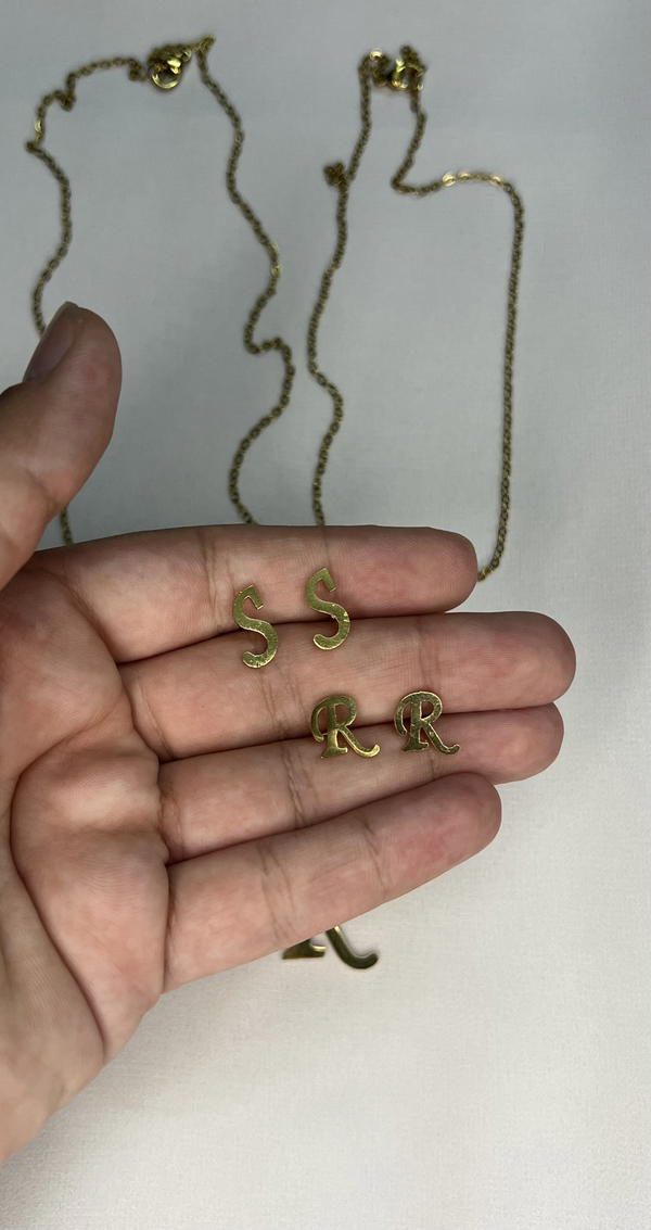 initial necklaces with earrings  Image 7 Preview