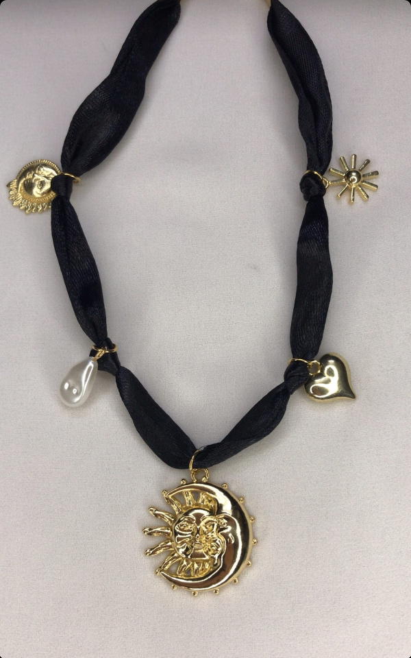 moon&sun necklace (black) Image 2 Preview