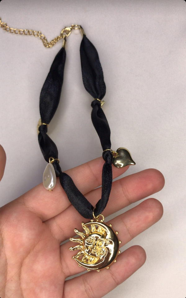 moon&sun necklace (black) Image 5 Preview
