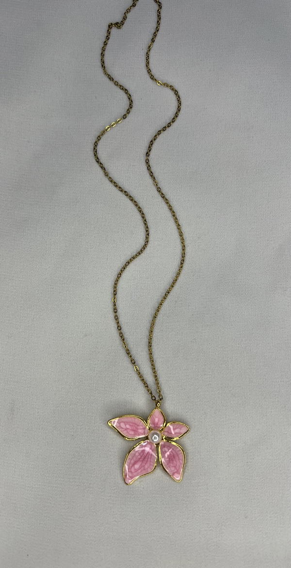 pink flower necklace  Image 1 Preview