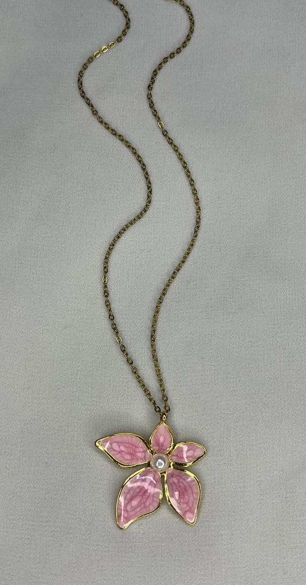 pink flower necklace  Image 2 Preview