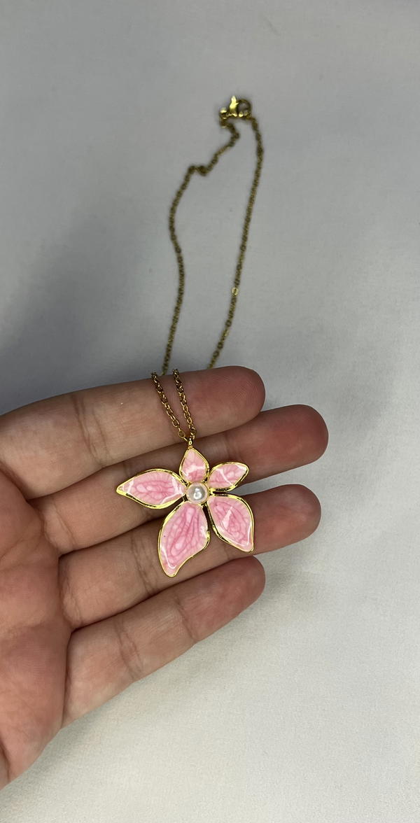 pink flower necklace  Image 3 Preview