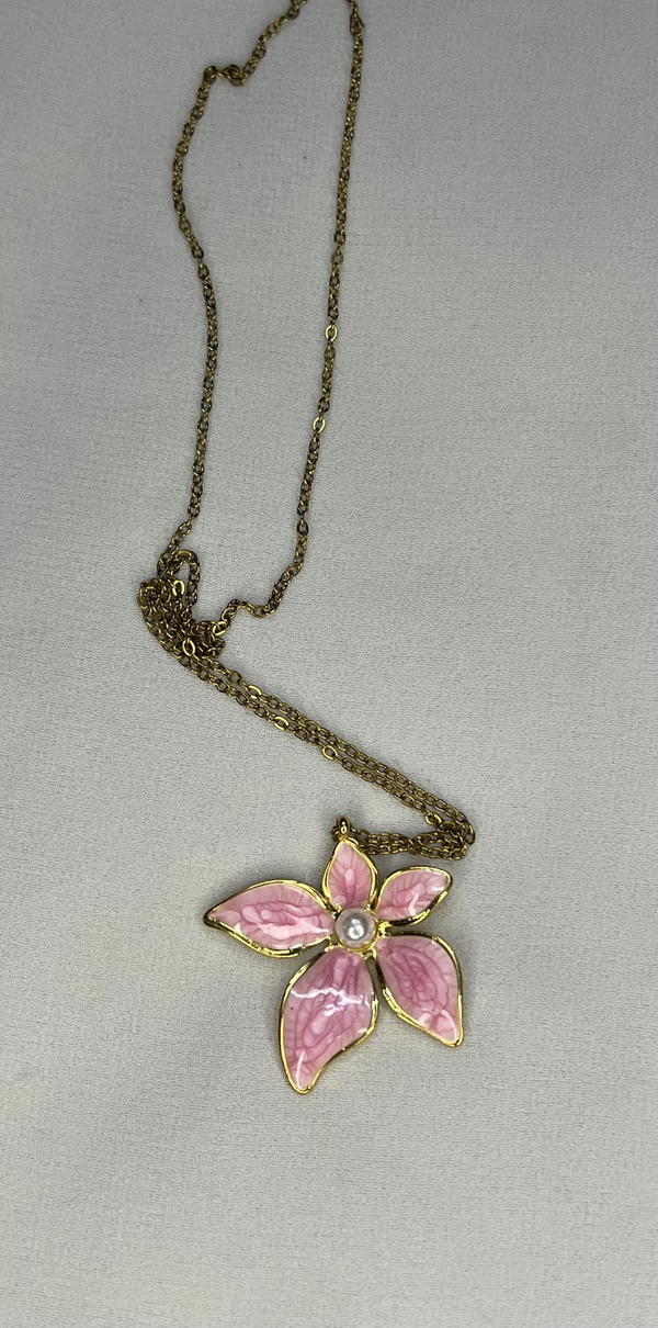 pink flower necklace  Image 4 Preview
