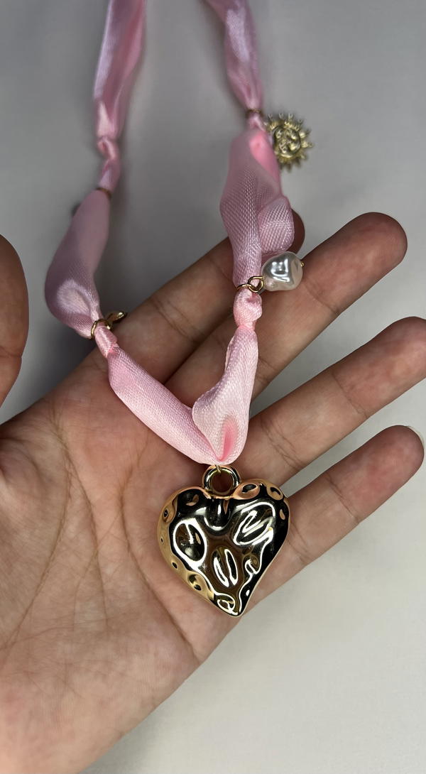 pink heart necklace  Image 5 Preview
