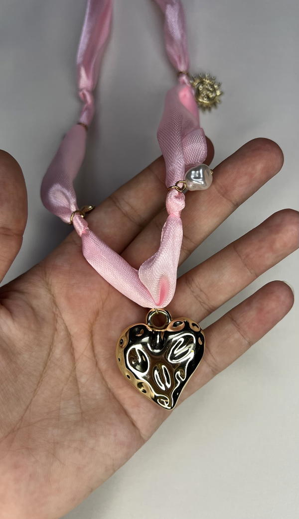 pink heart necklace  Image 6 Preview