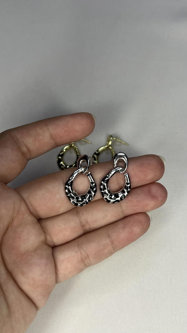 printed Gold&silver earrings  Image 3 Preview