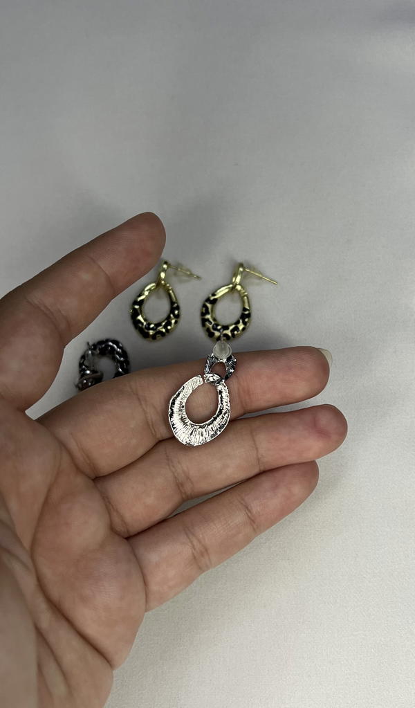 printed Gold&silver earrings  Image 4 Preview