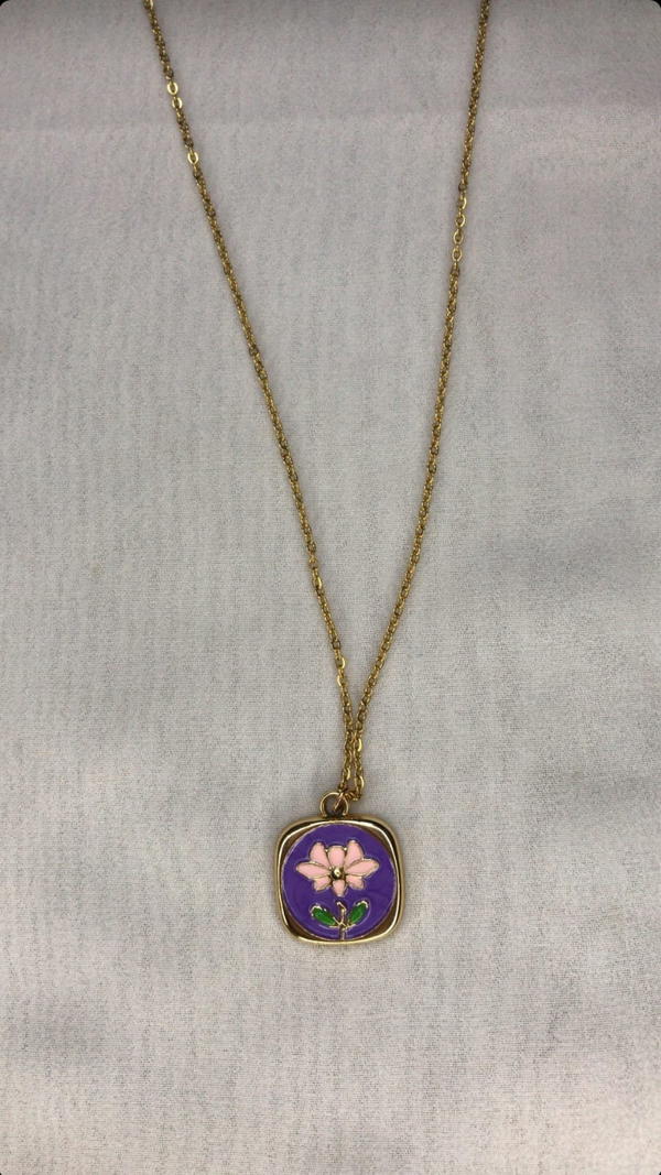 purple flower necklace  Image 4 Preview