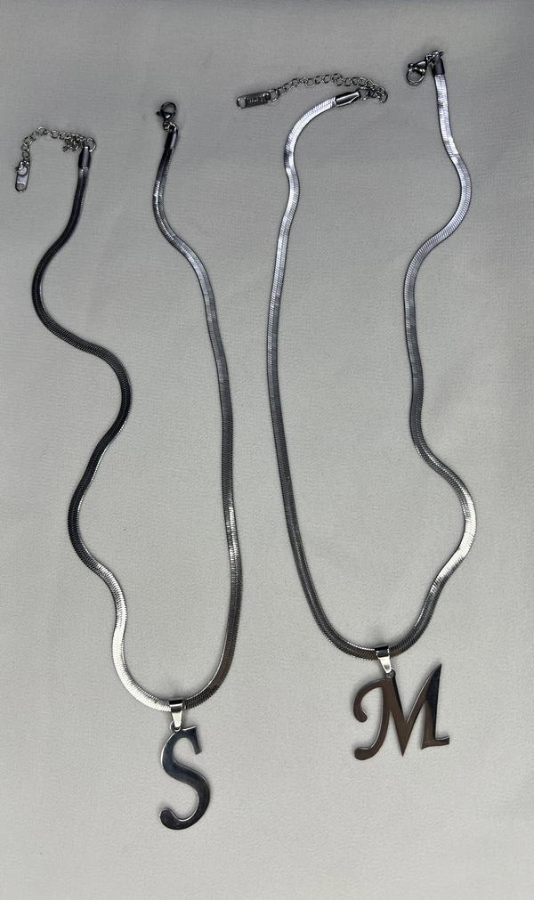 silver initial necklace  Image 1 Preview