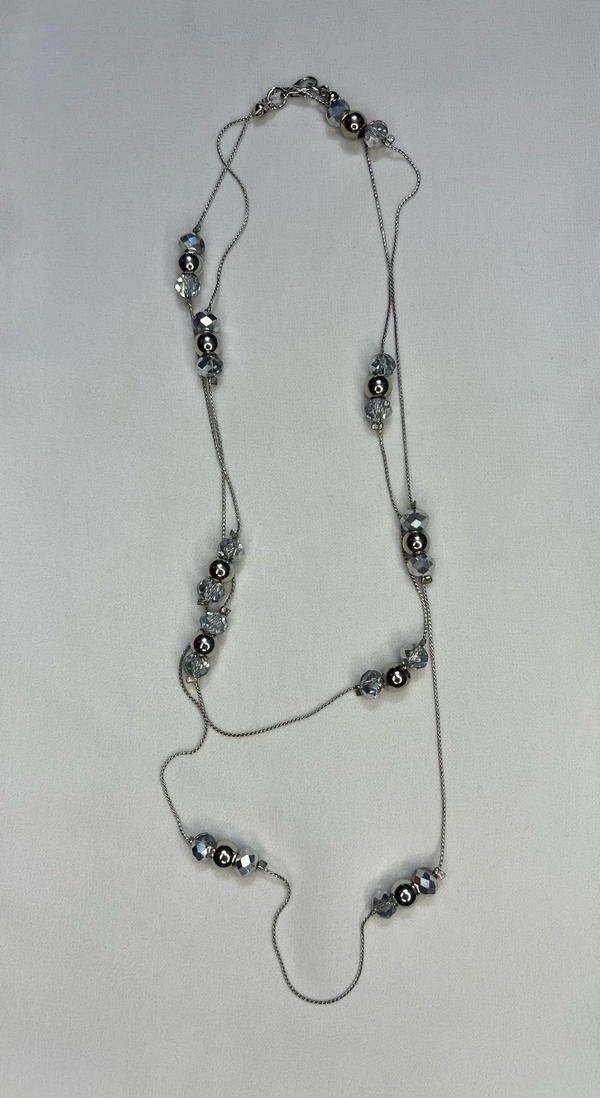 silver beaded necklace (long) Image 1 Preview