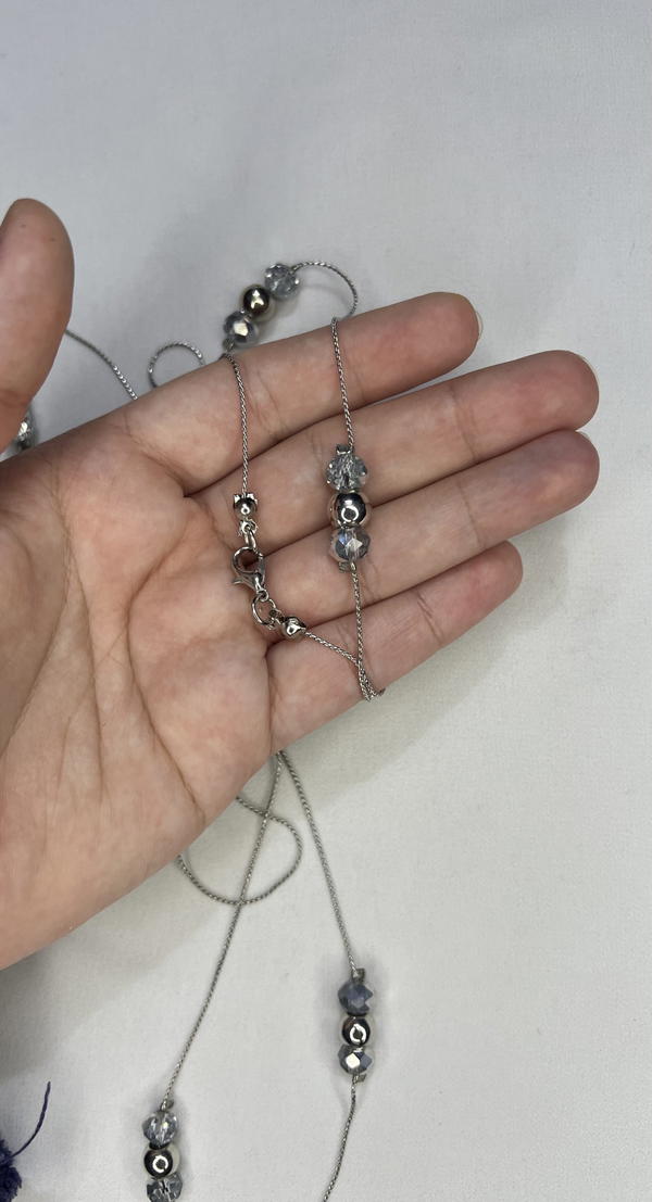silver beaded necklace (long) Image 4 Preview