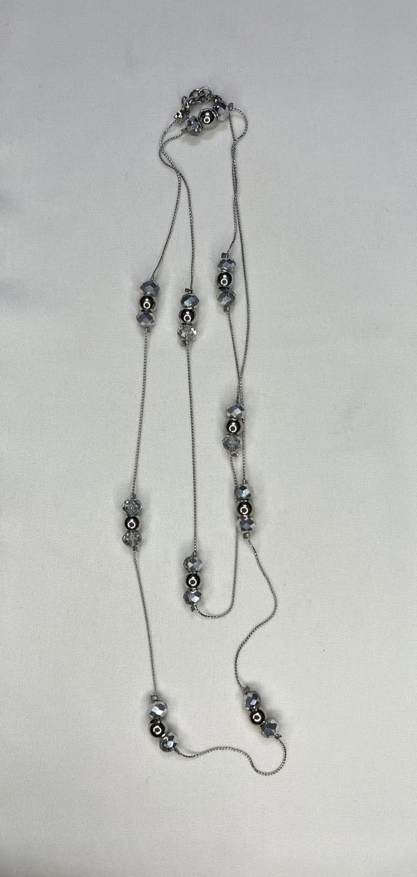 silver beaded necklace (long) Image 5 Preview