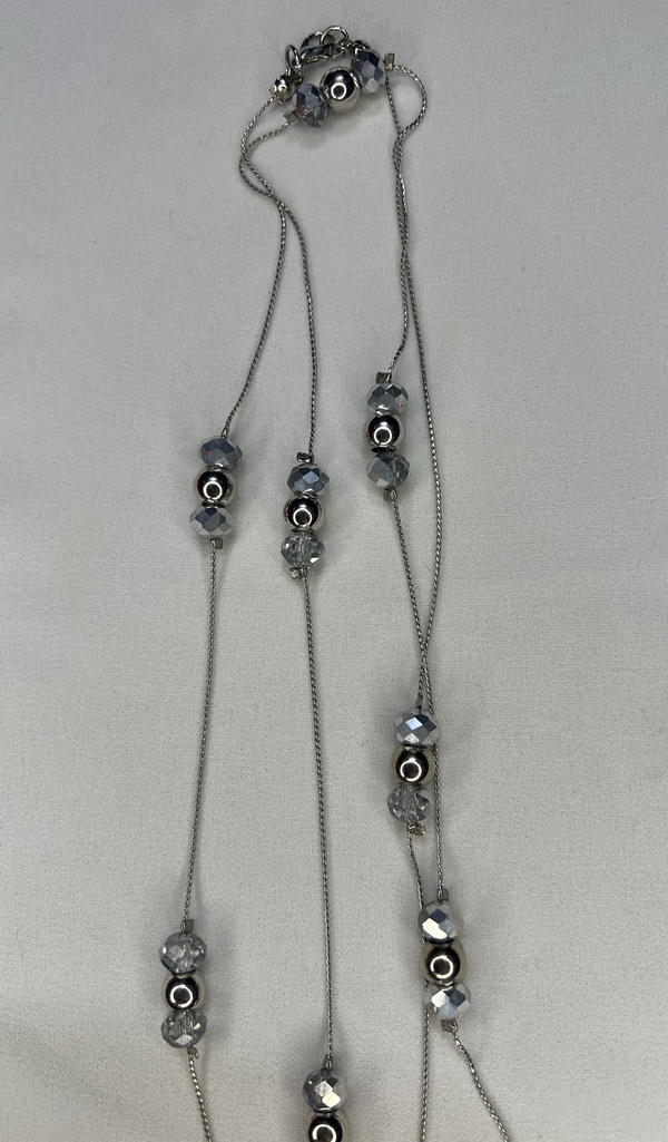 silver beaded necklace (long) Image 6 Preview