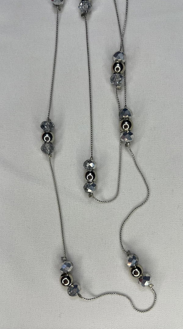 silver beaded necklace (long) Image 7 Preview
